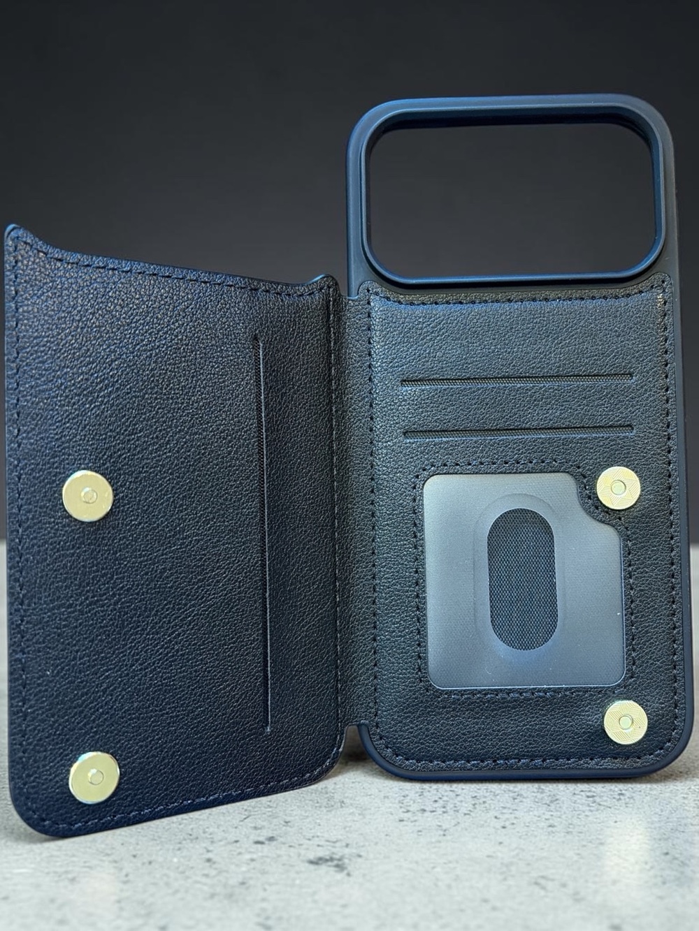 Black Magnetic Wallet for iPhone 17 pro Case with Card & ID Slots